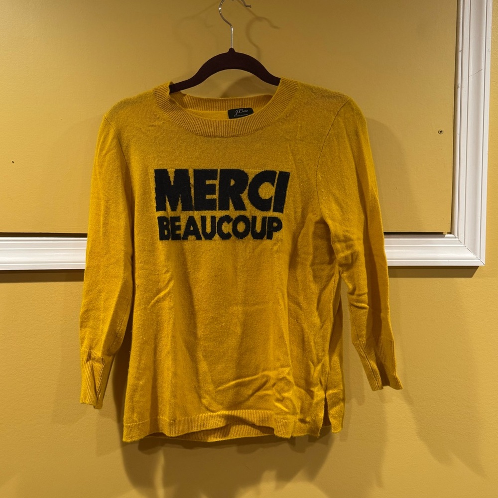 Bright yellow J. Crew Merci Beaucoip crew neck sweater M